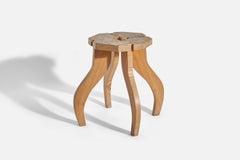 Swedish Designer, Stool, Pine, Sweden, 1970s