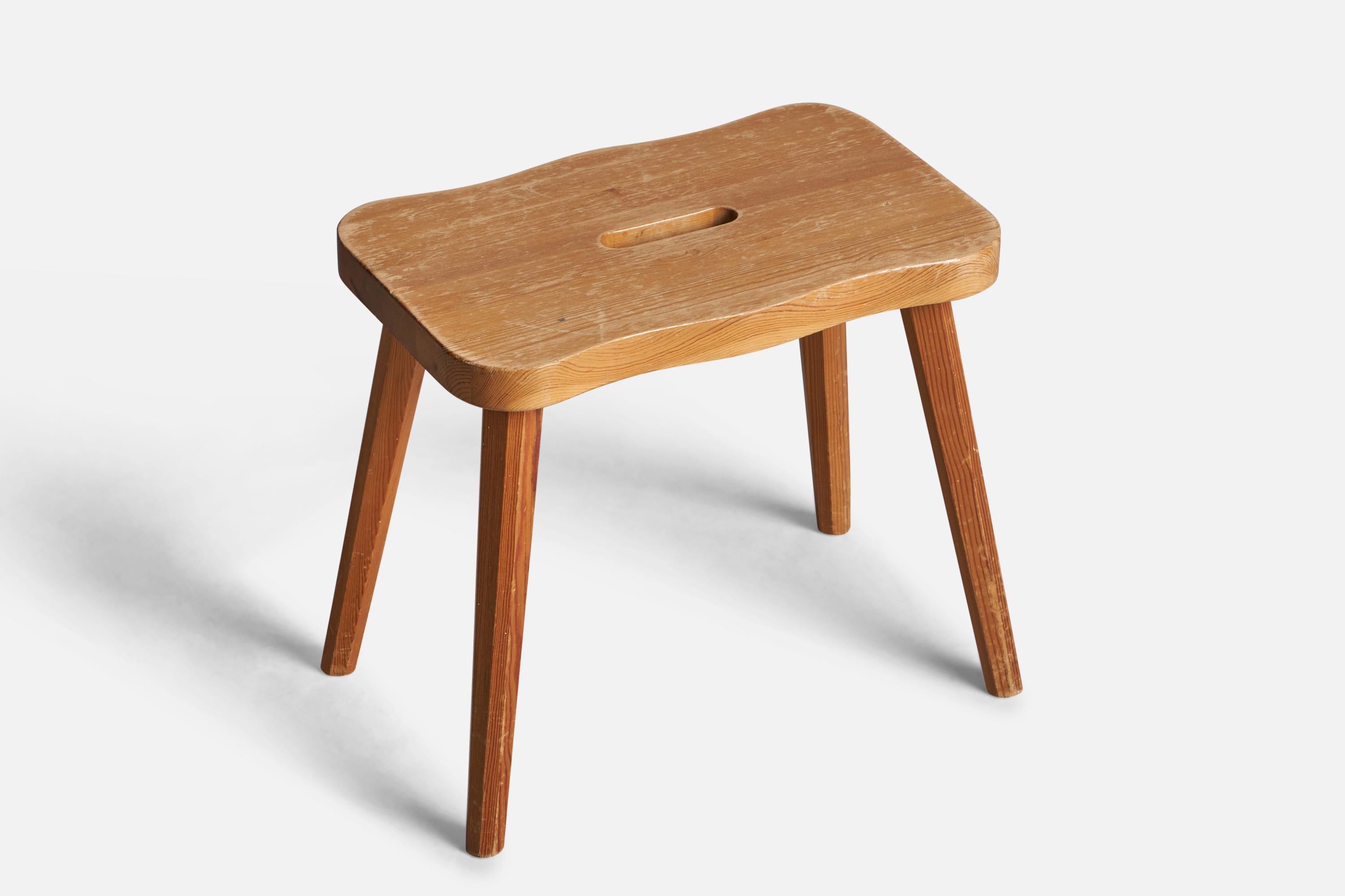 A pine stool designed and produced in Sweden, c. 1970s.