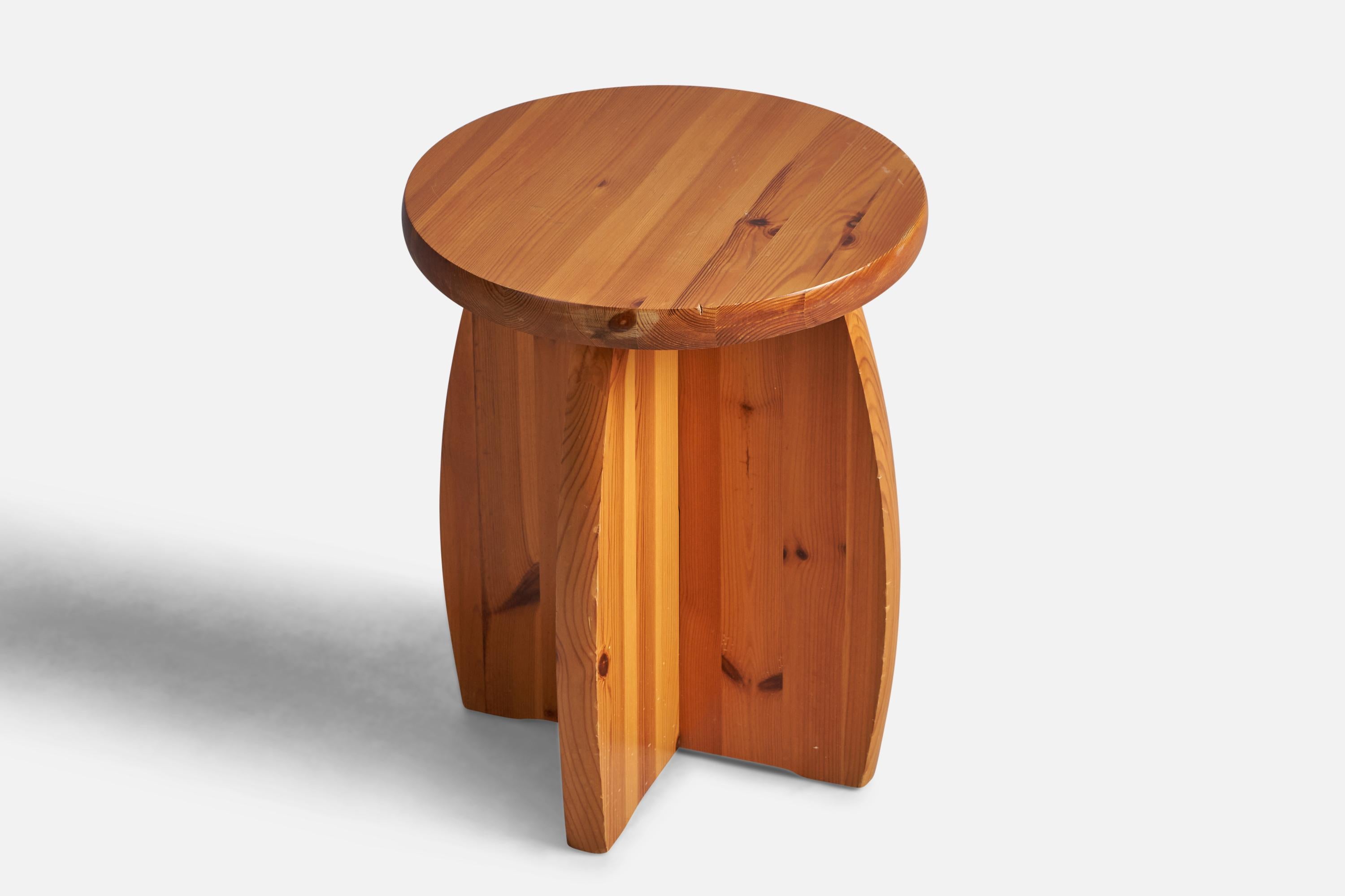 A pine stool designed and produced in Sweden, 1970s.