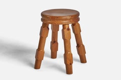 Schwedischer Designer, Hocker, Kiefernholz, Schweden, 1970er Jahre