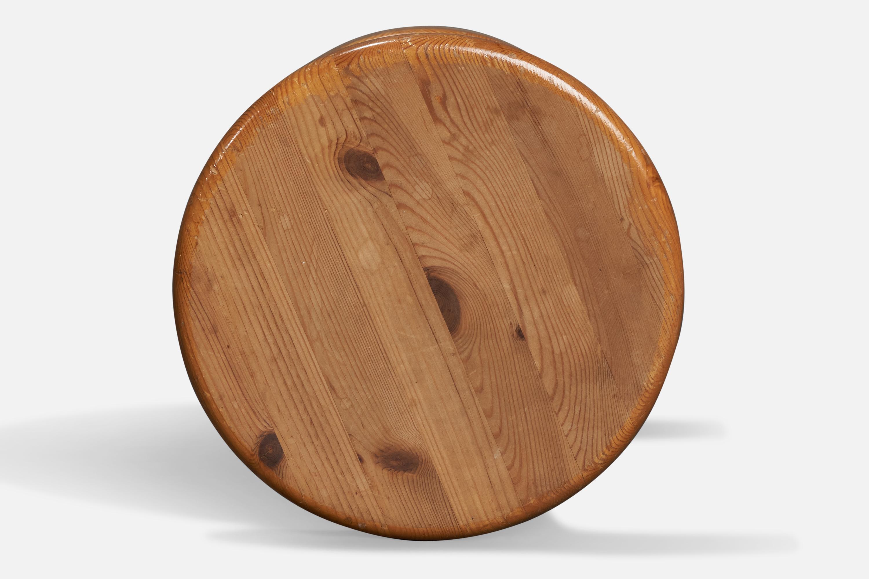 A pine stool designed and produced in Sweden, 1970s.