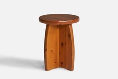 Schwedischer Designer, Hocker, Kiefernholz, Schweden, 1970er Jahre