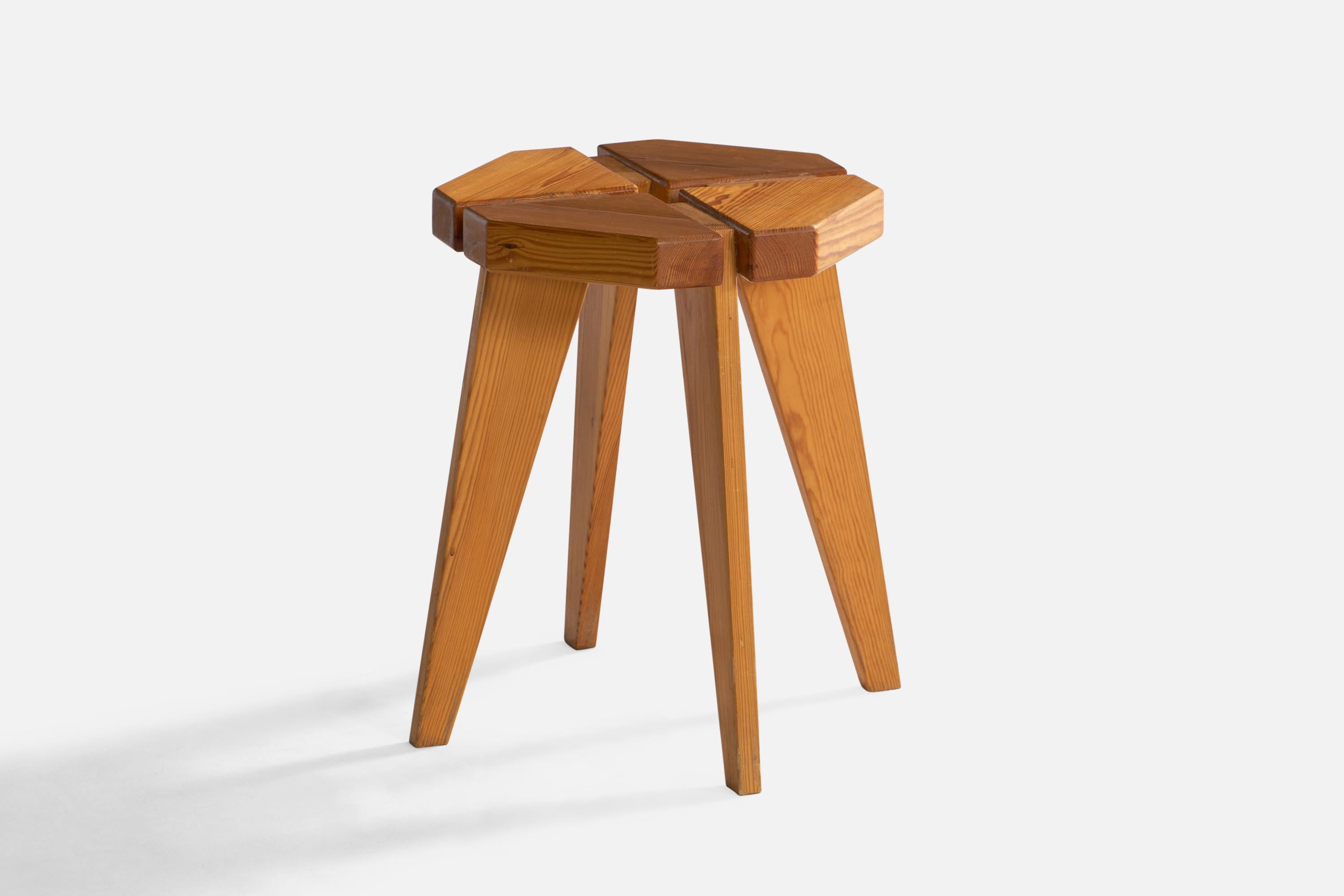 A pine stool designed and produced in Sweden, 1970s.

seat height: 17.1”