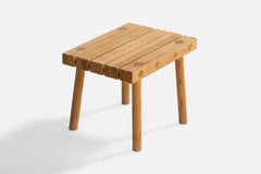 Schwedischer Designer, Hocker, Kiefernholz, Schweden, 1970er Jahre