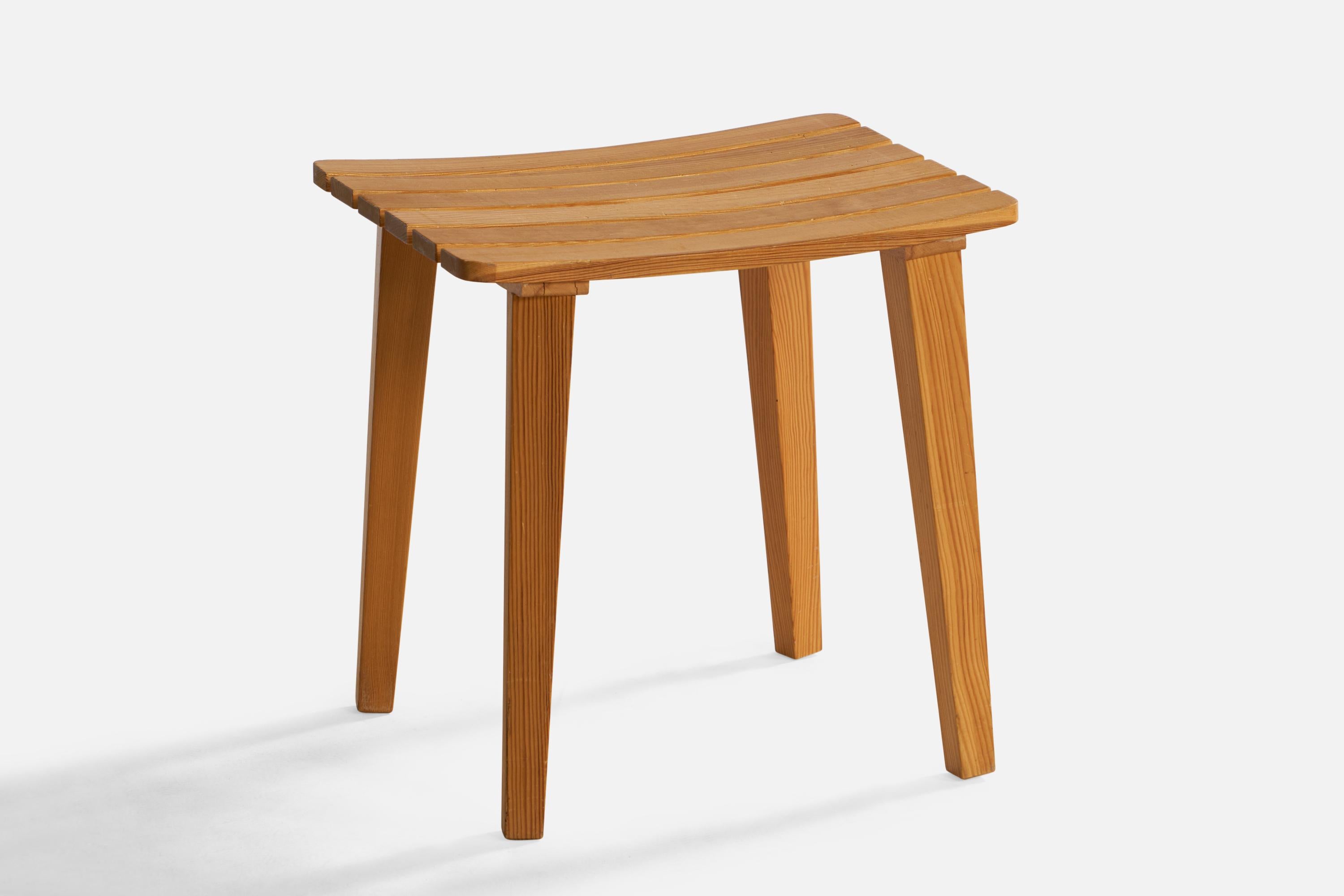 A pine stool designed and produced in Sweden, 1970s.

Seat height: 16.1