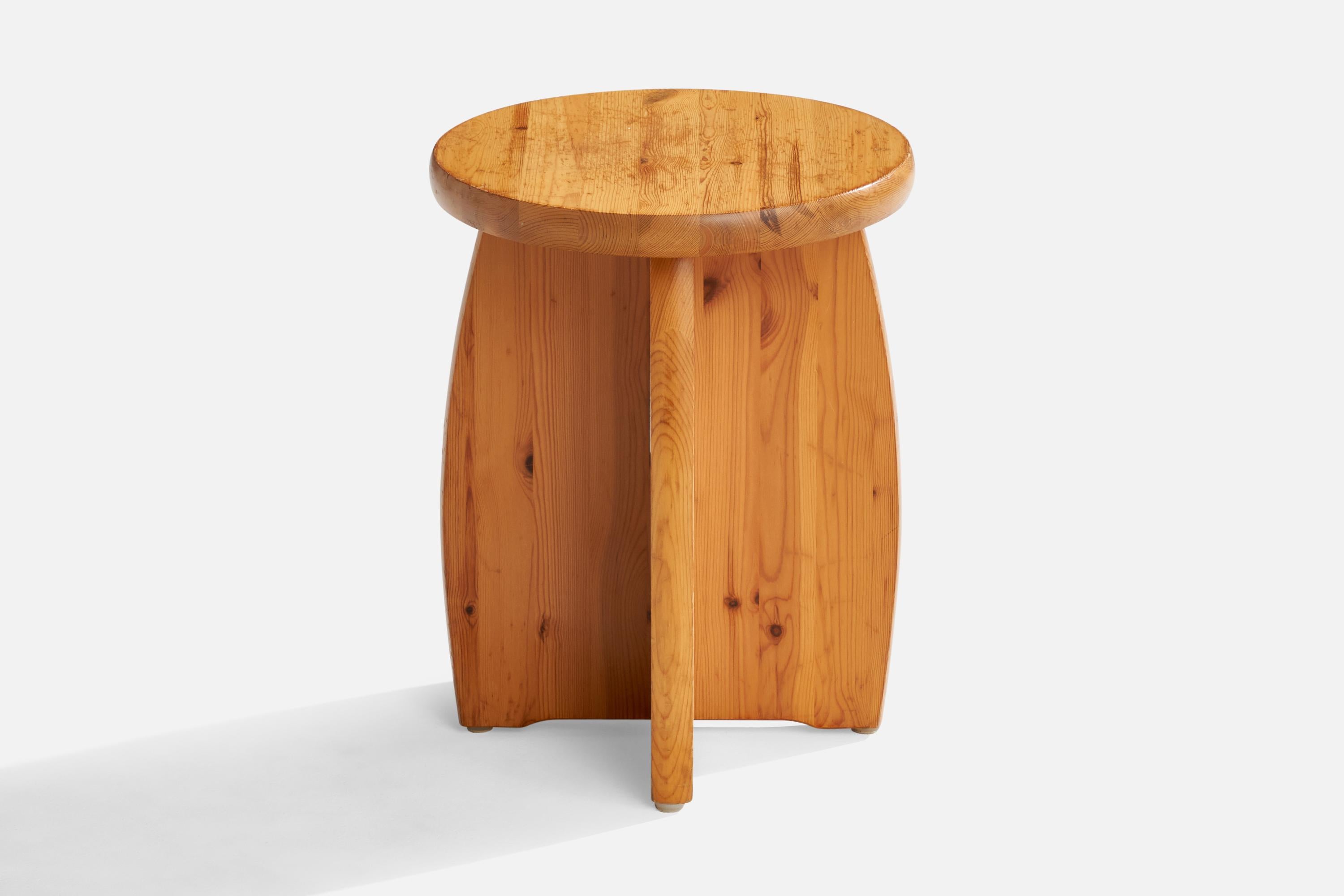 A pine stool designed and produced in Sweden c. 1970s.

Seat height 17.25”