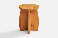 Swedish Designer, Stool, Pine, Sweden, 1970s