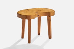 Schwedischer Designer, Hocker, Kiefernholz, Schweden, 1970er Jahre