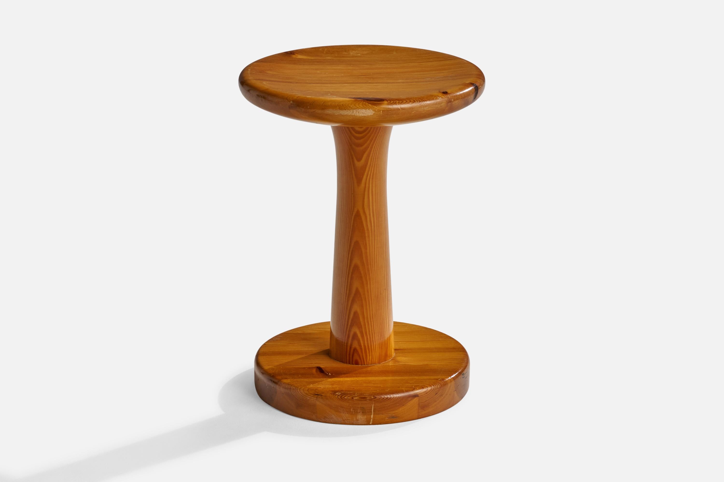 A pine stool designed and produced in Sweden, 1970s.

Seat height 17.75”