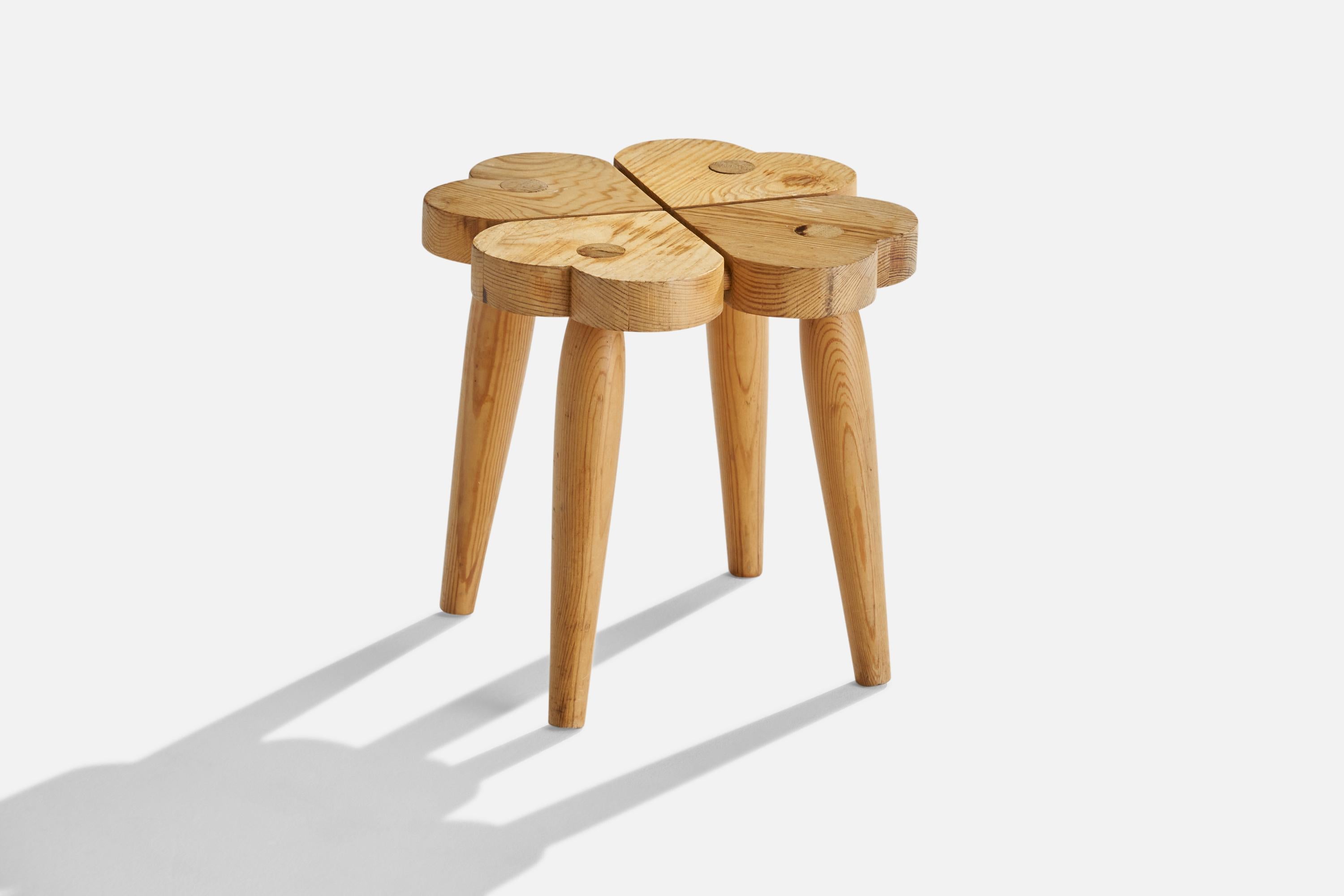 A pine stool designed and produced in Sweden, 1970s.

Seat height 11.75”.