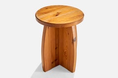 Schwedischer Designer, Hocker, Kiefernholz, Schweden, 1970er Jahre