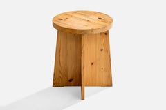 Swedish Designer, Stool, Pine, Sweden, 1970s