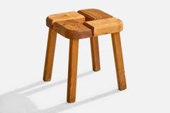 Swedish Designer, Stool, Pine, Sweden, 1970s