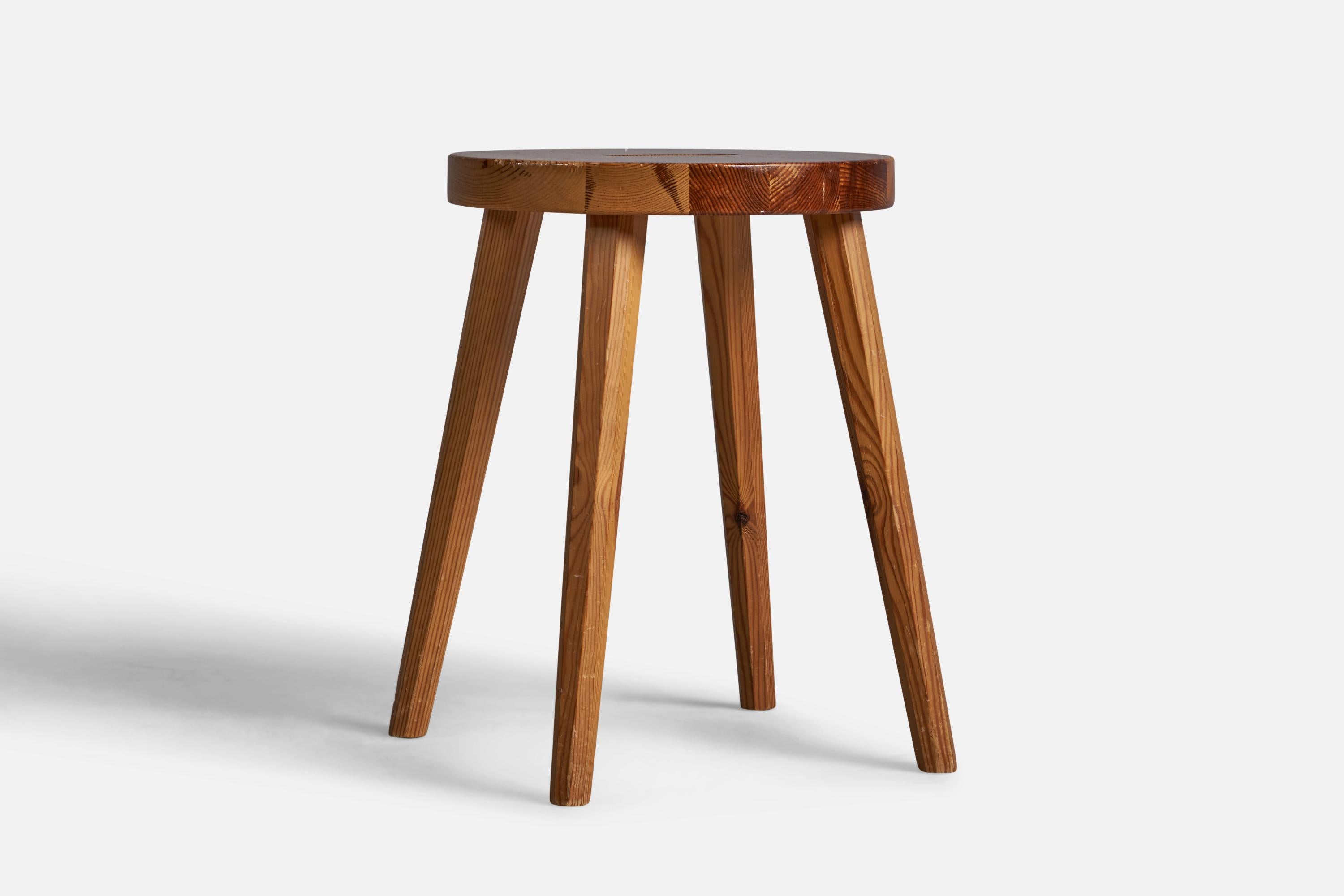 Minimaliste Tabouret de designer suédois, pin, Suède, années 1970 en vente