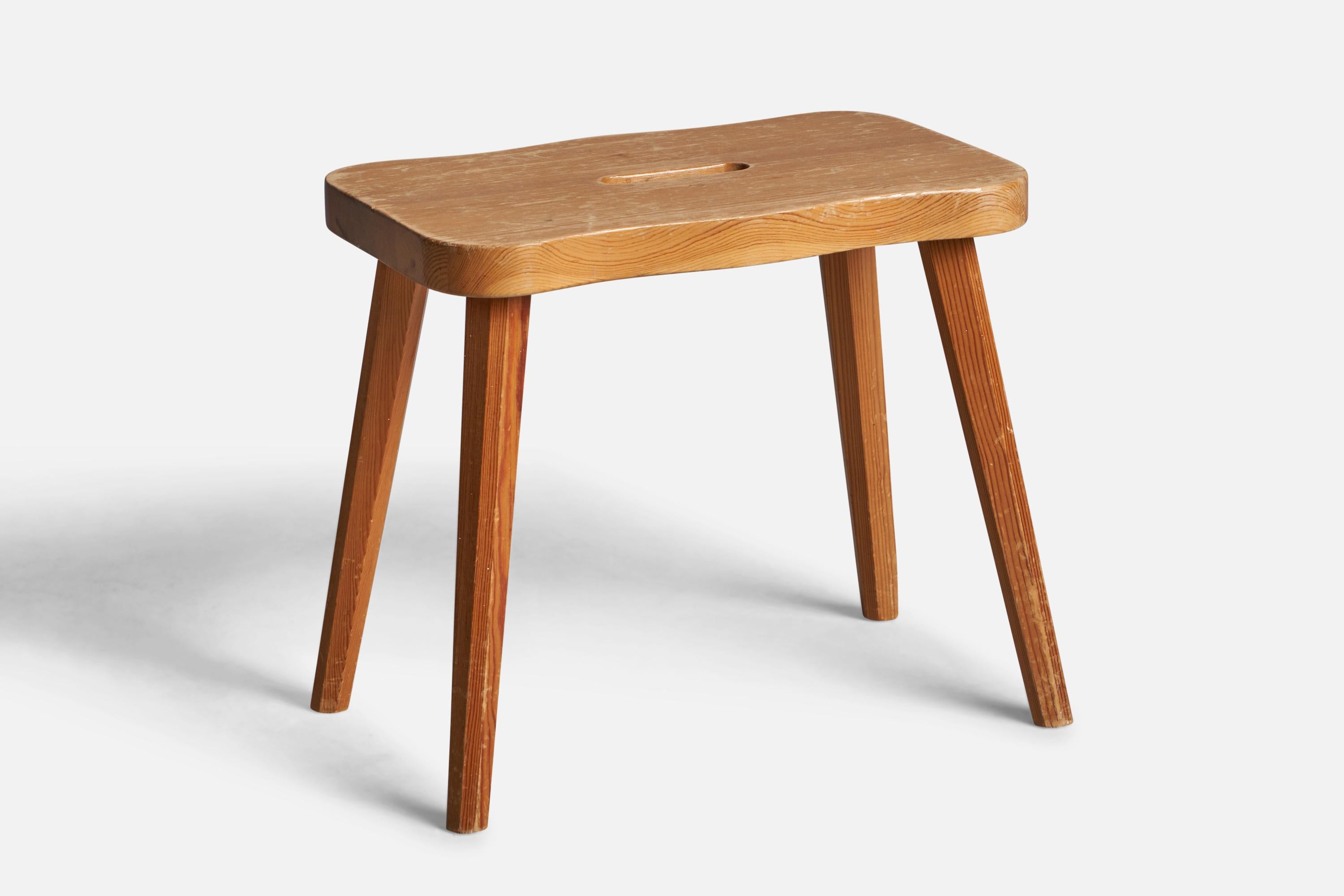 Modern Swedish Designer, Stool, Pine, Sweden, 1970s For Sale