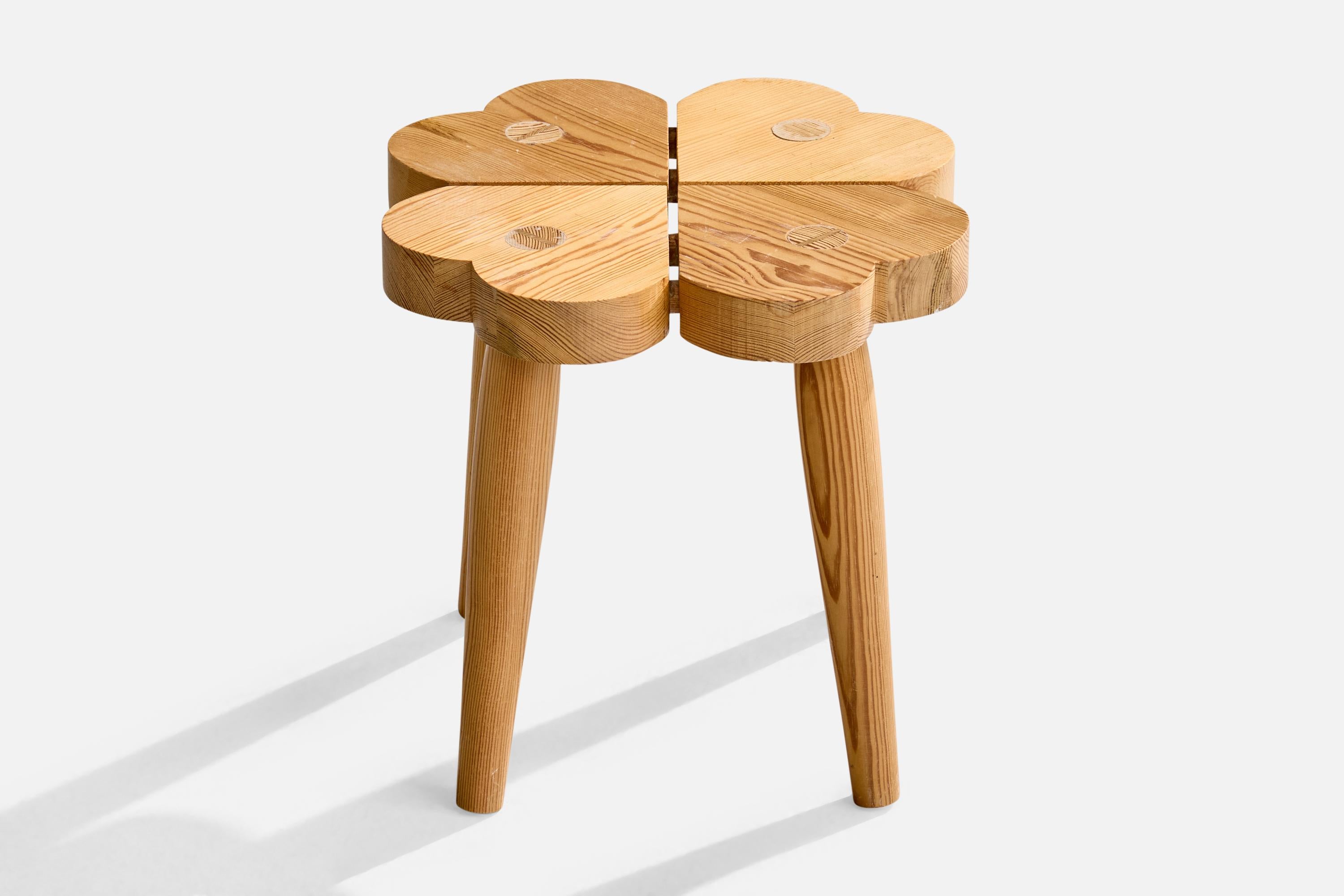 Mid-Century Modern Swedish Designer, Stool, Pine, Sweden, 1970s For Sale