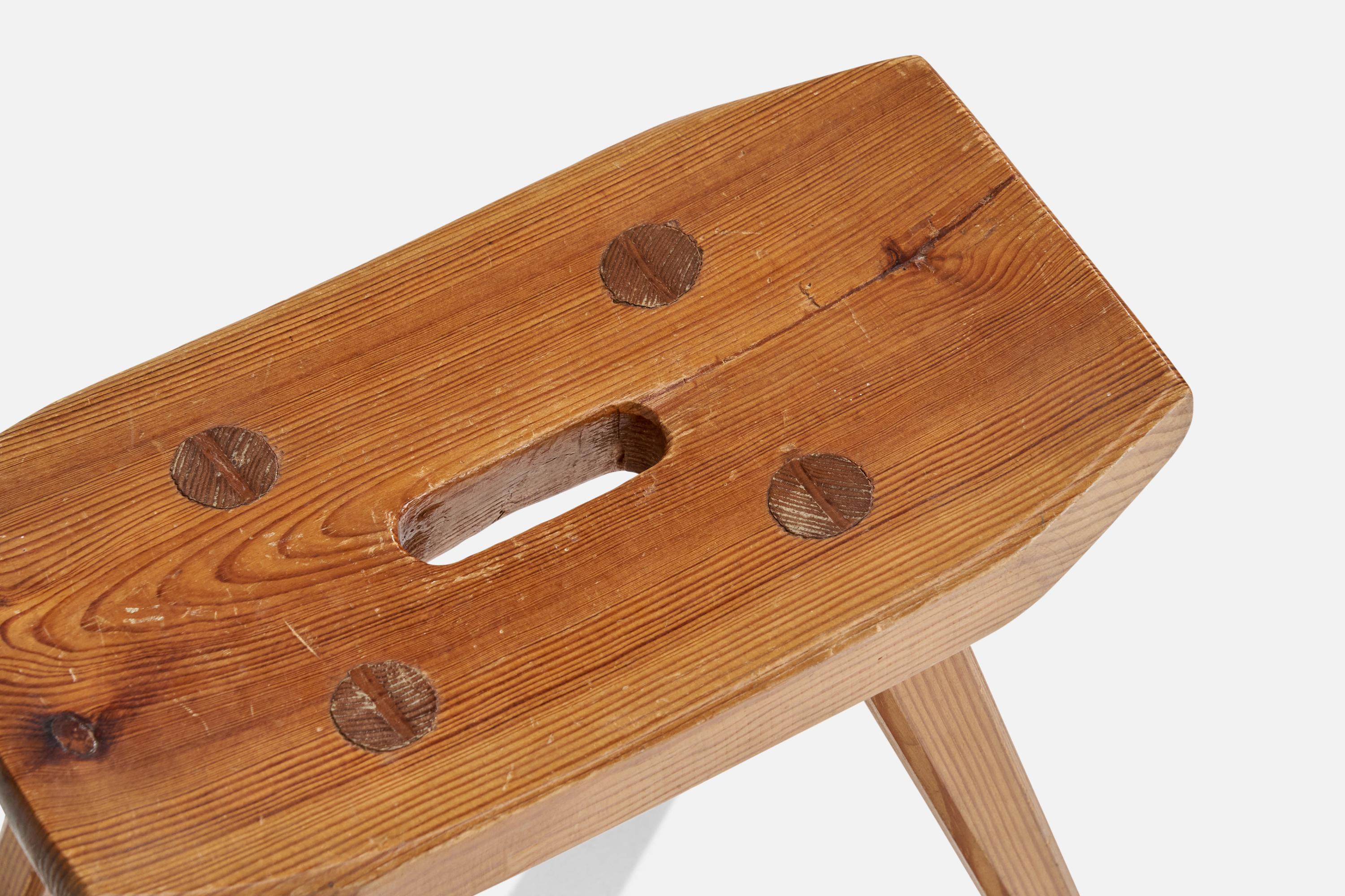 Swedish Designer, Stool, Pine, Sweden, 1970s For Sale 1