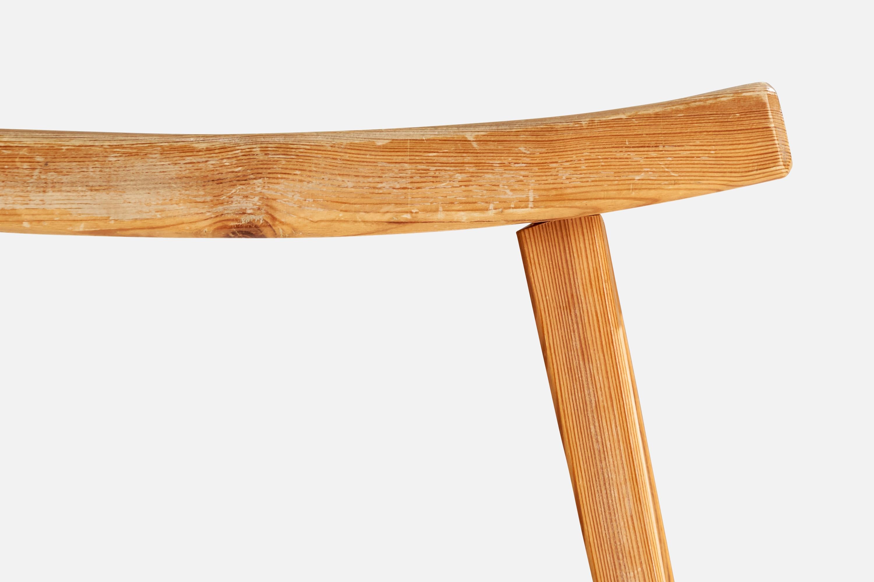 Fin du 20e siècle Tabouret de designer suédois, pin, Suède, années 1970 en vente