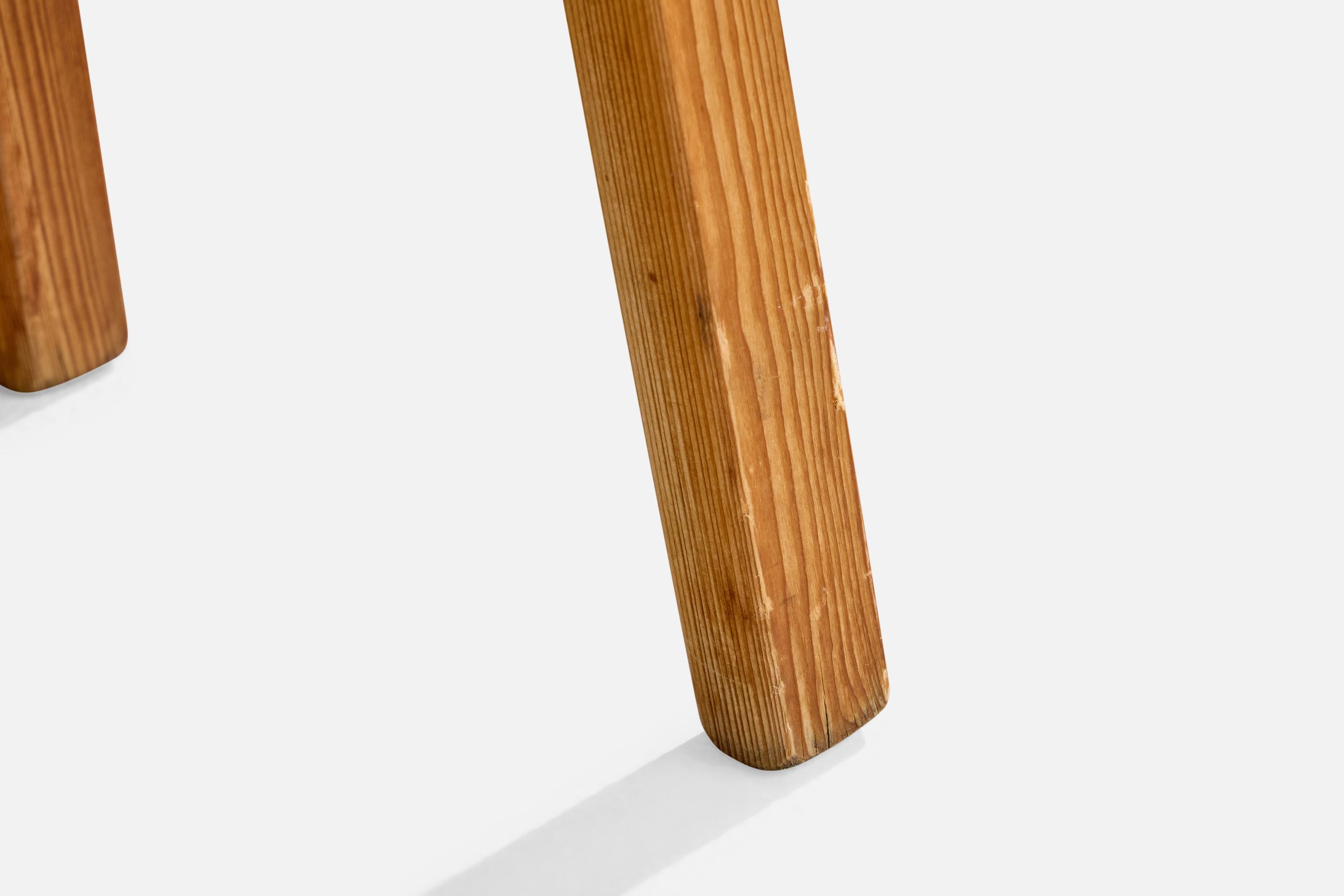 Wood Swedish Designer, Stool, Pine, Sweden, 1970s For Sale