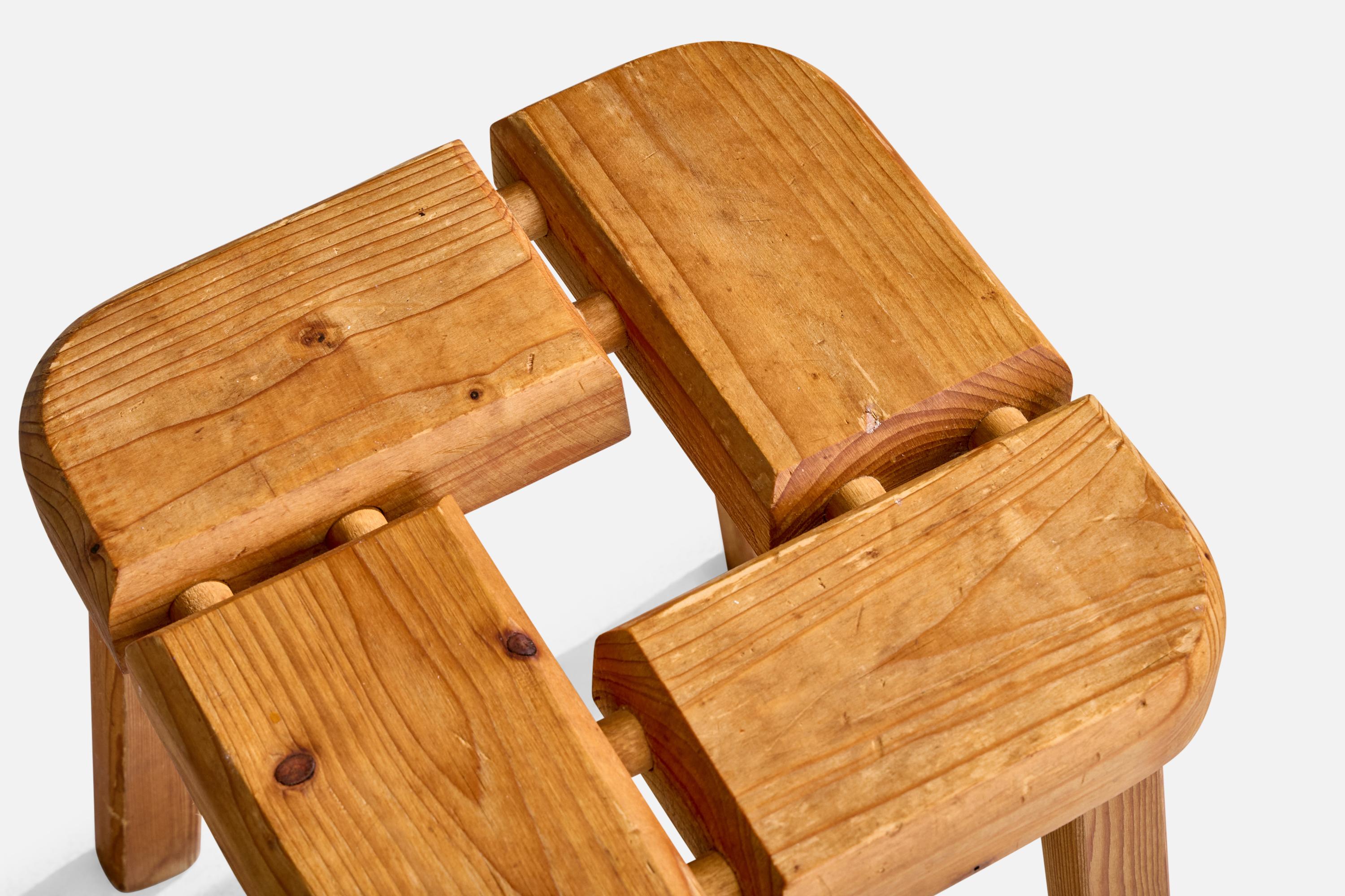 Swedish Designer, Stool, Pine, Sweden, 1970s For Sale 1