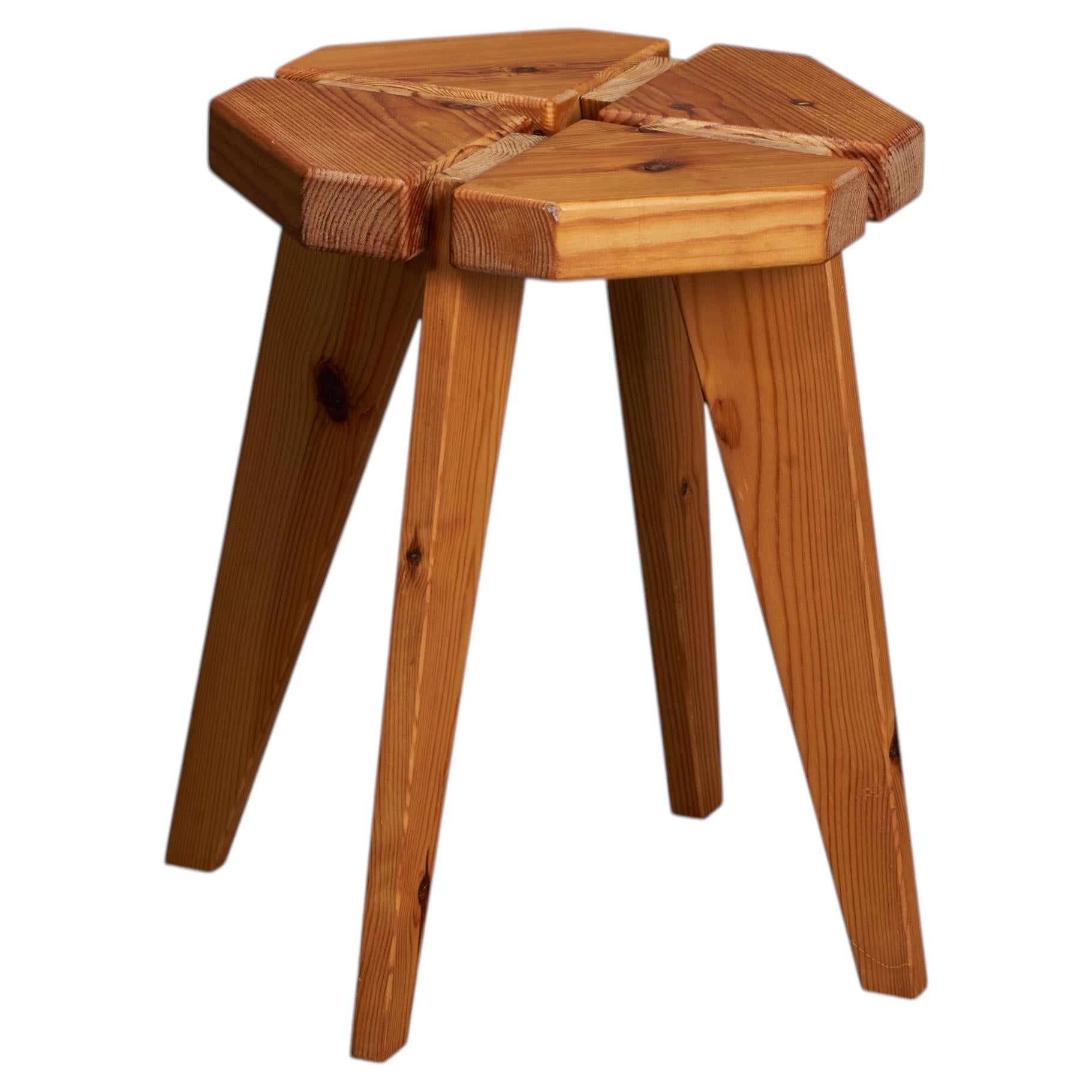 Swedish Designer, Stool, Pine, Sweden, 1970s