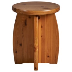 Schwedischer Designer, Hocker, Kiefernholz, Schweden, 1970er Jahre
