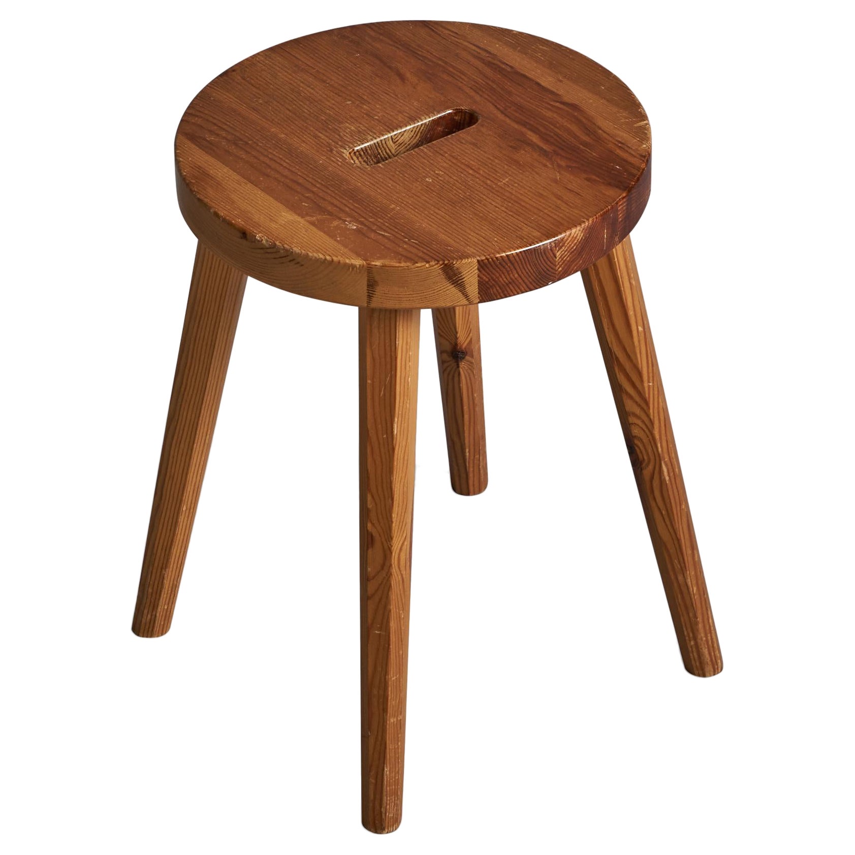 Schwedischer Designer, Hocker, Kiefernholz, Schweden, 1970er Jahre im Angebot