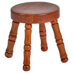 Schwedischer Designer, Hocker, Kiefernholz, Schweden, 1970er Jahre