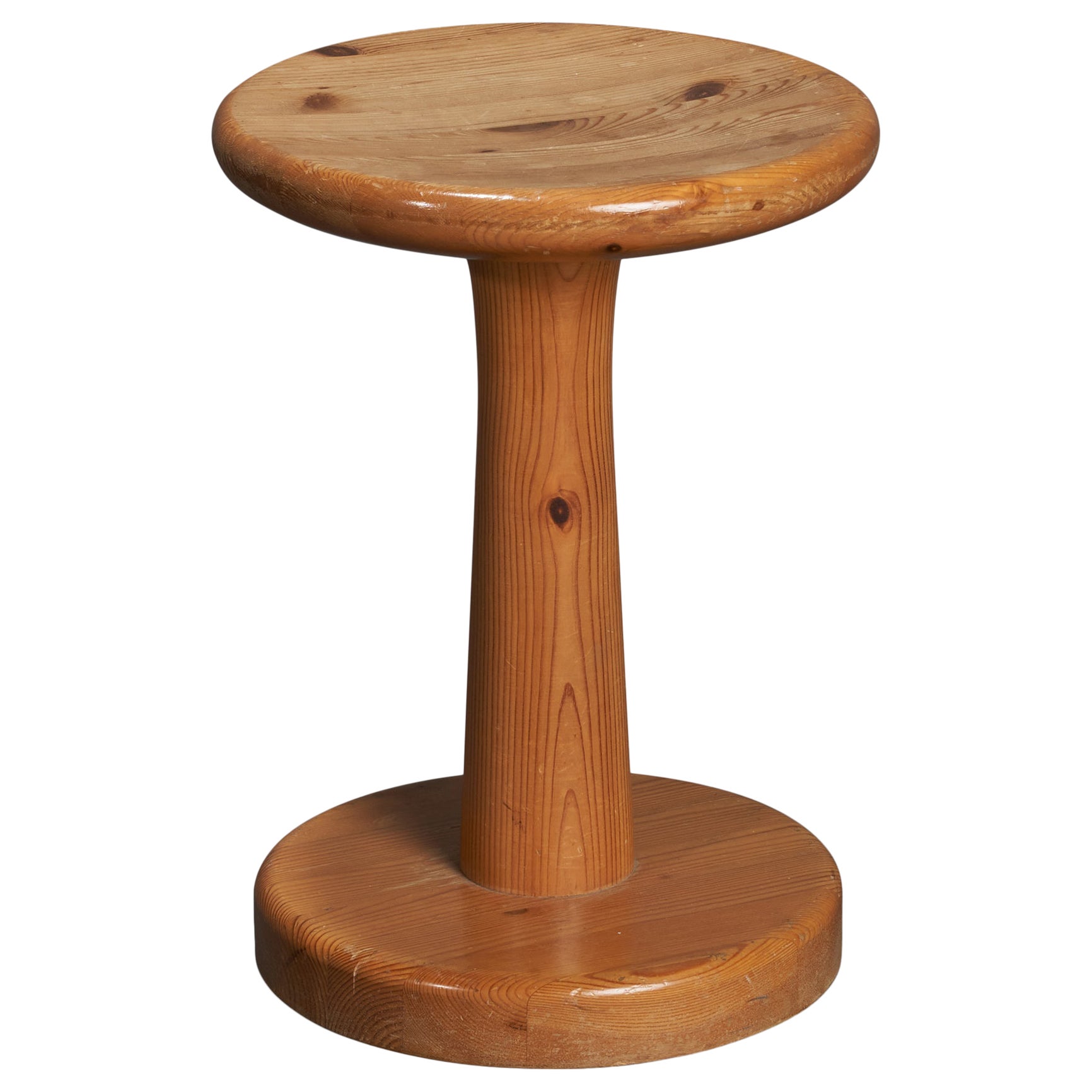 Schwedischer Designer, Hocker, Kiefernholz, Schweden, 1970er Jahre