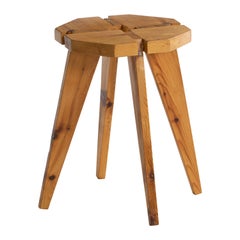 Schwedischer Designer, Hocker, Kiefernholz, Schweden, 1970er Jahre