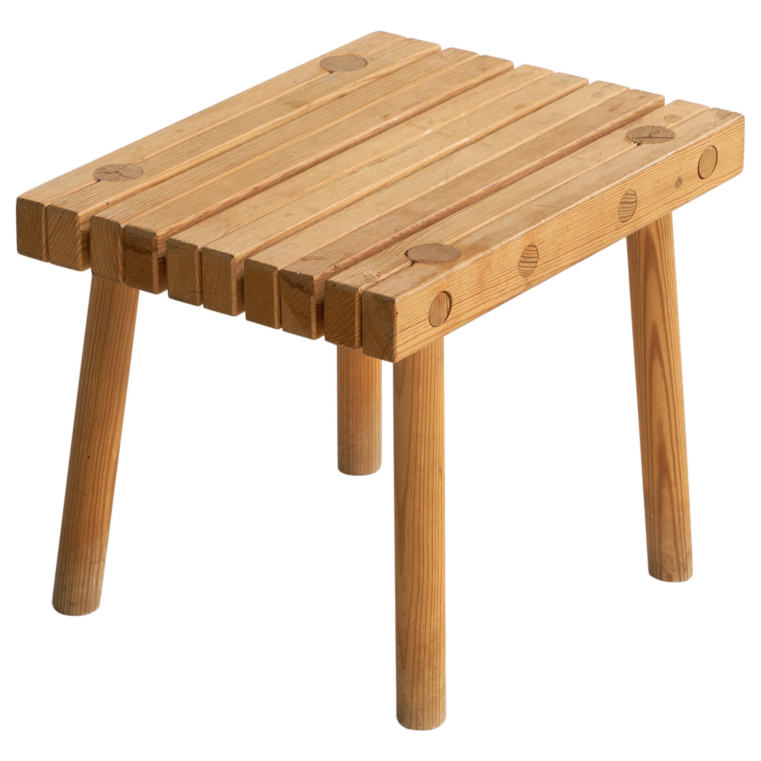 Tabouret de designer suédois, pin, Suède, années 1970