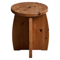 Swedish Designer, Stool, Pine, Sweden, 1970s