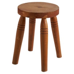 Tabouret de designer suédois, pin, Suède, années 1970