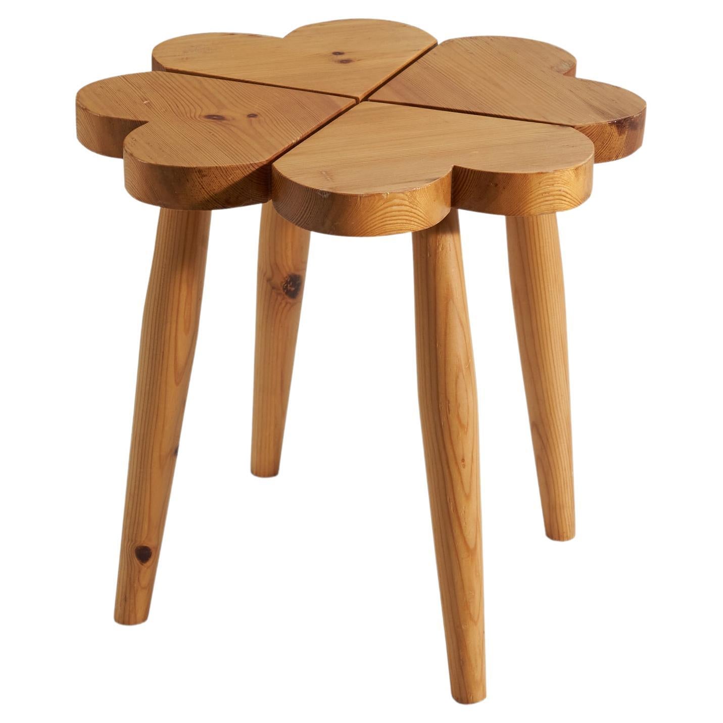 Tabouret de designer suédois, pin, Suède, années 1970