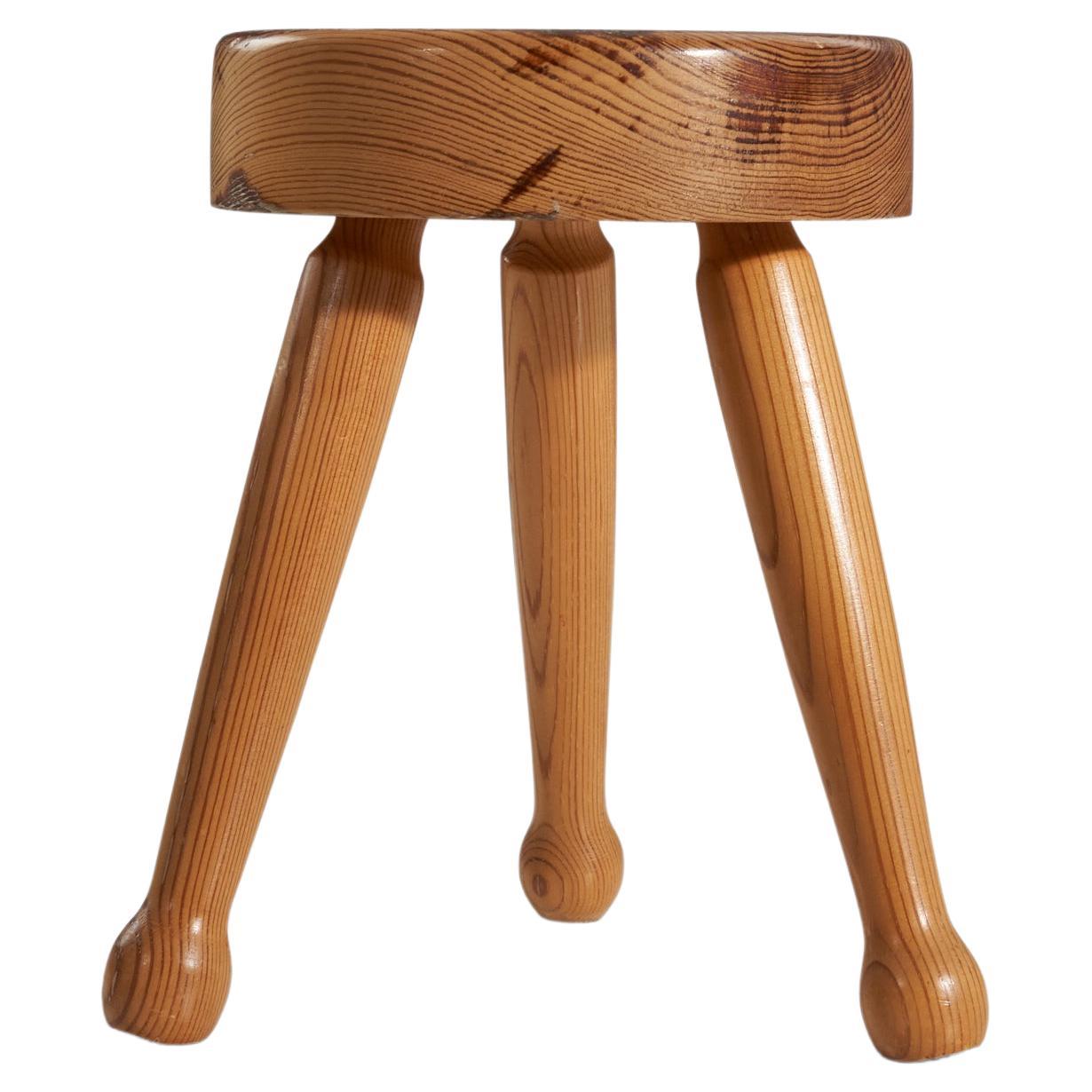 Tabouret de designer suédois, pin, Suède, années 1970