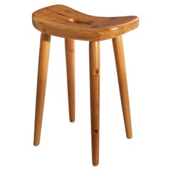 Tabouret de designer suédois, pin, Suède, années 1970