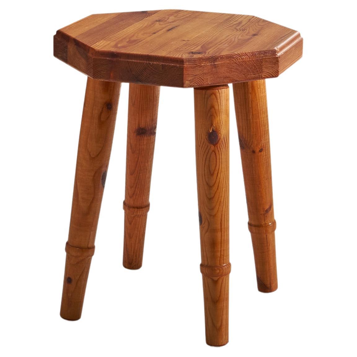 Swedish Designer, Stool, Pine, Sweden, 1970s