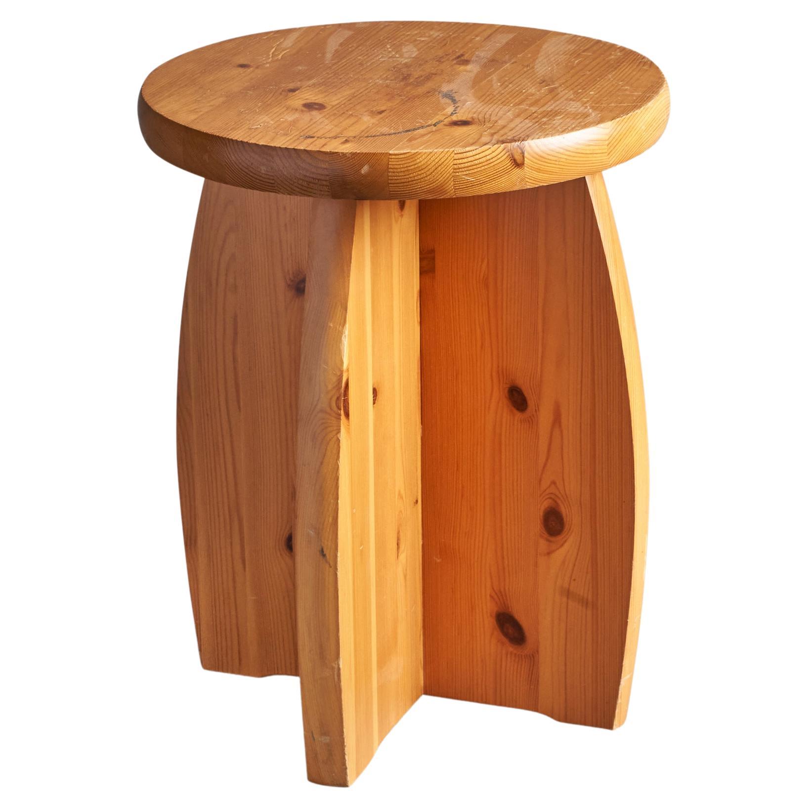 Swedish Designer, Stool, Pine, Sweden, 1970s For Sale