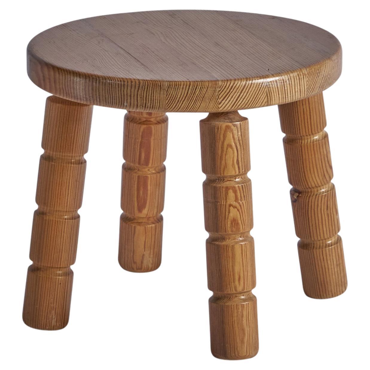 Swedish Designer, Stool, Pine, Sweden, 1970s For Sale