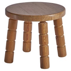 Swedish Designer, Stool, Pine, Sweden, 1970s