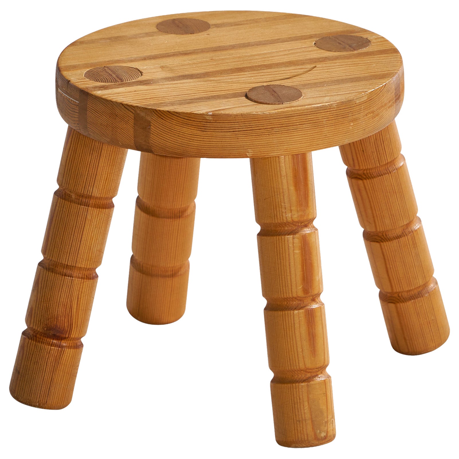 Schwedischer Designer, Hocker, Kiefernholz, Schweden, 1980