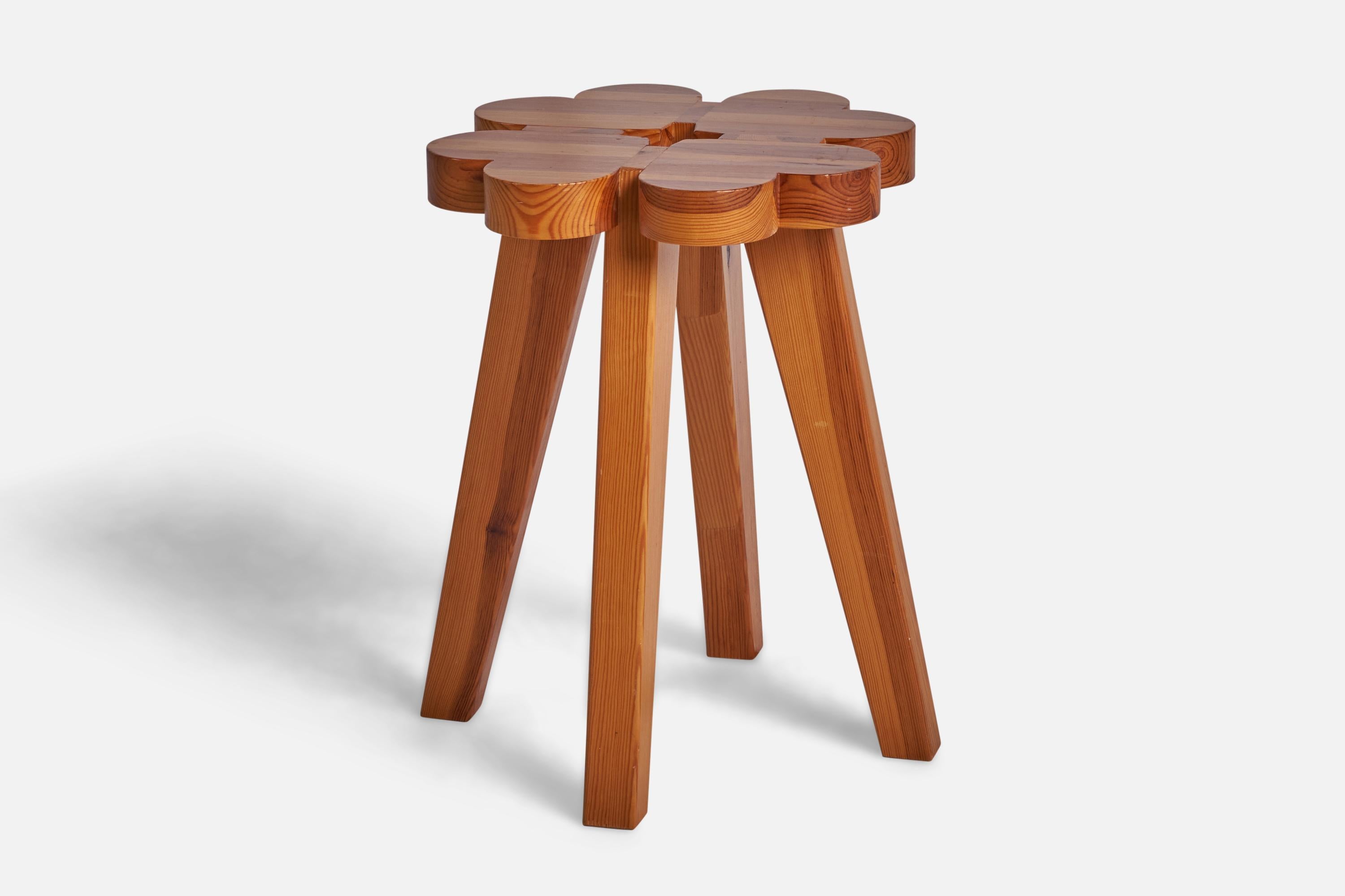 A pine stool designed and produced in Sweden, 1998.