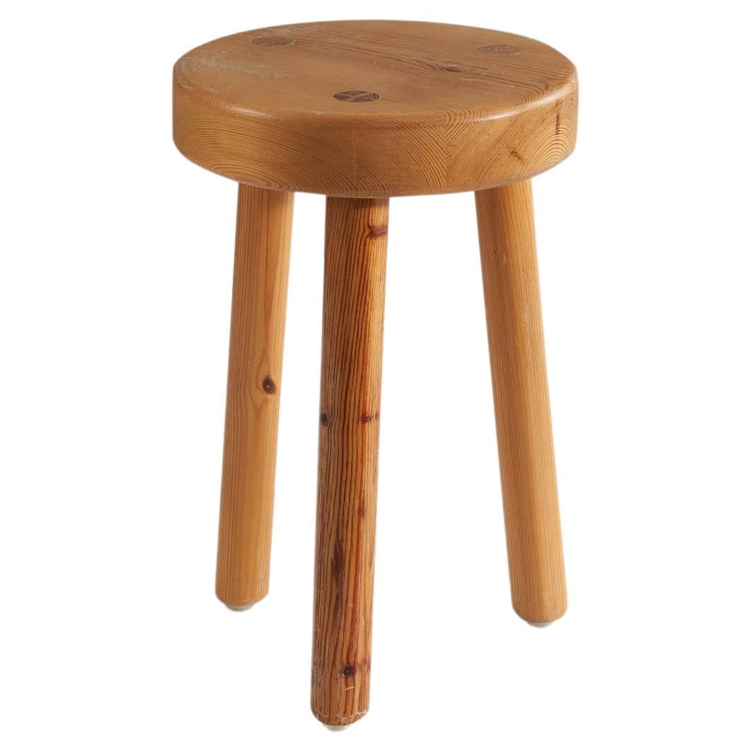 Swedish Designer, Stool, Pine Wood, Sweden, 1970s For Sale