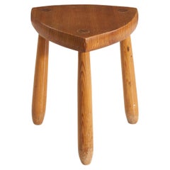 Swedish Designer, Stool, Solid Pine, Sweden, 1961