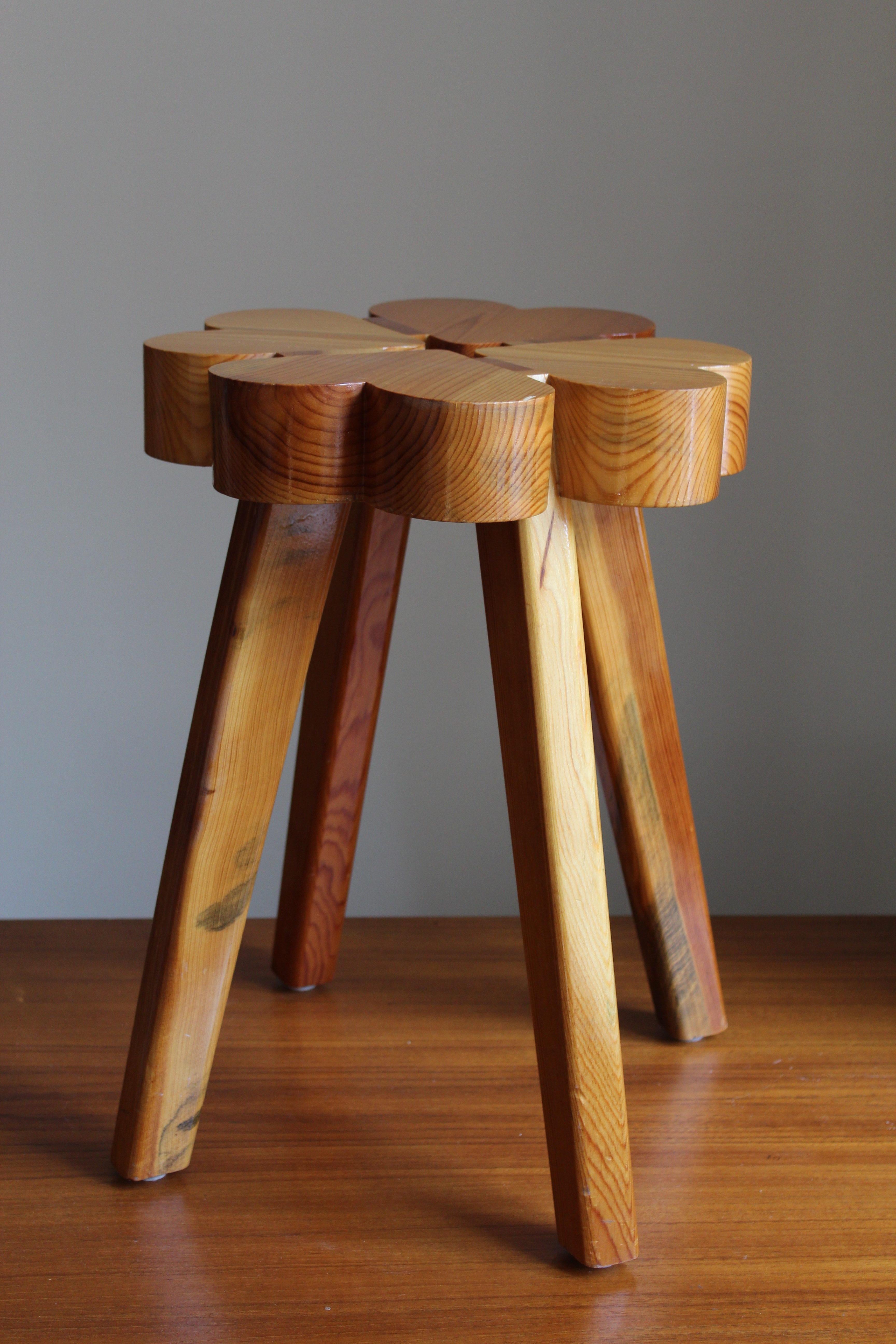 Scandinavian Modern Swedish Designer, Stool, Solid Pine, Sweden, 1970s