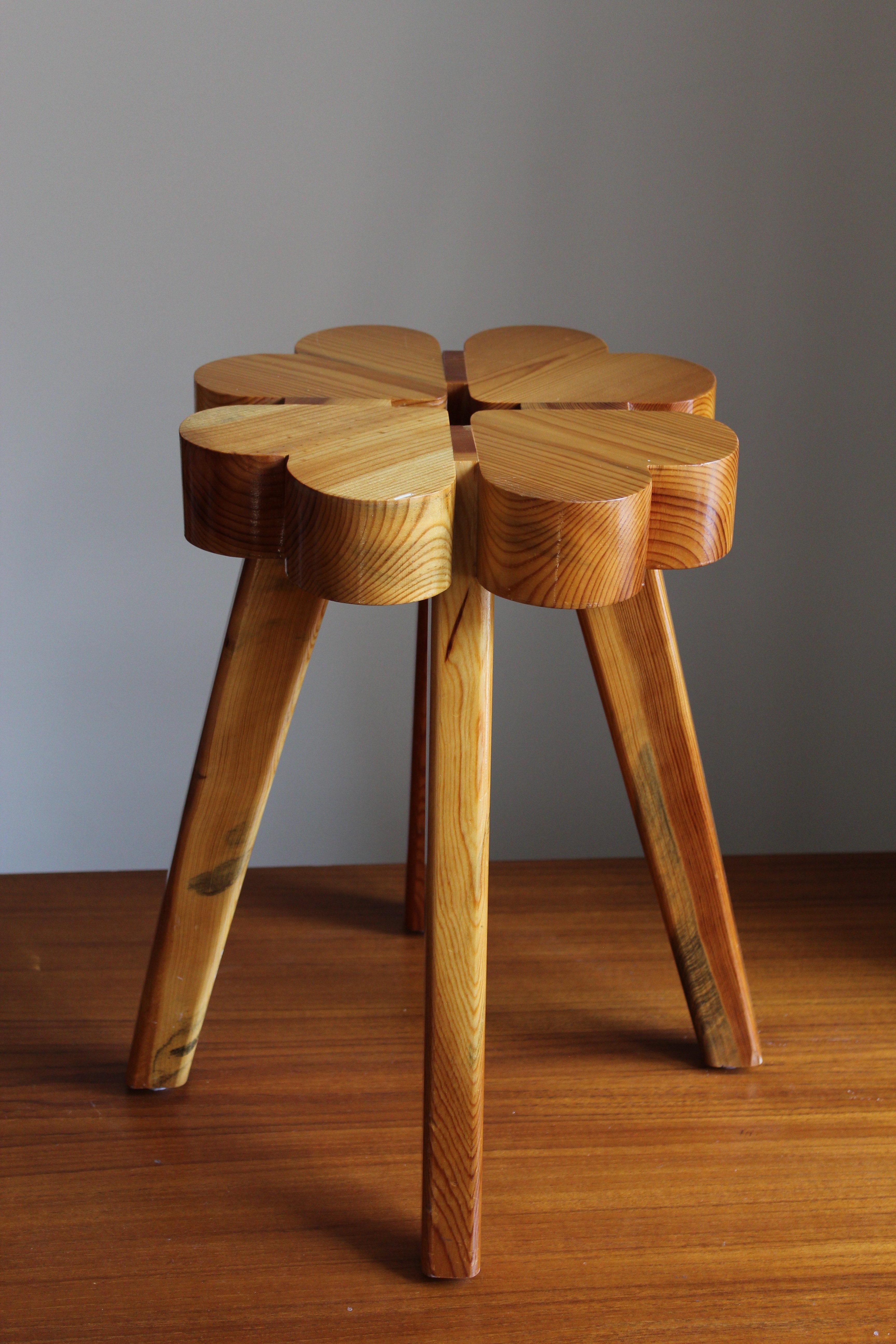 Swedish Designer, Stool, Solid Pine, Sweden, 1970s In Good Condition In High Point, NC