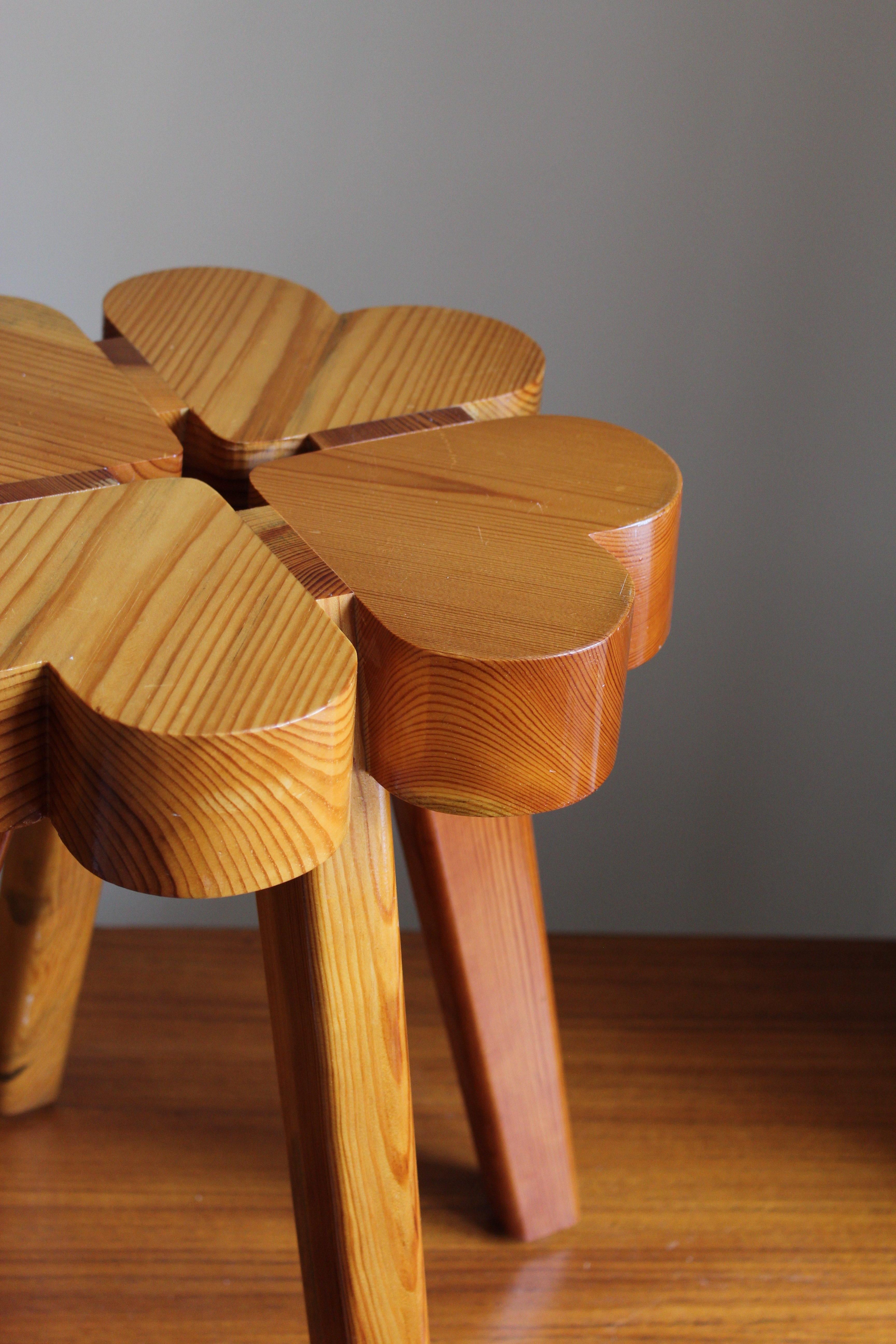 Swedish Designer, Stool, Solid Pine, Sweden, 1970s 1