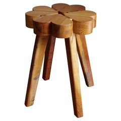 Swedish Designer, Stool, Solid Pine, Sweden, 1970s