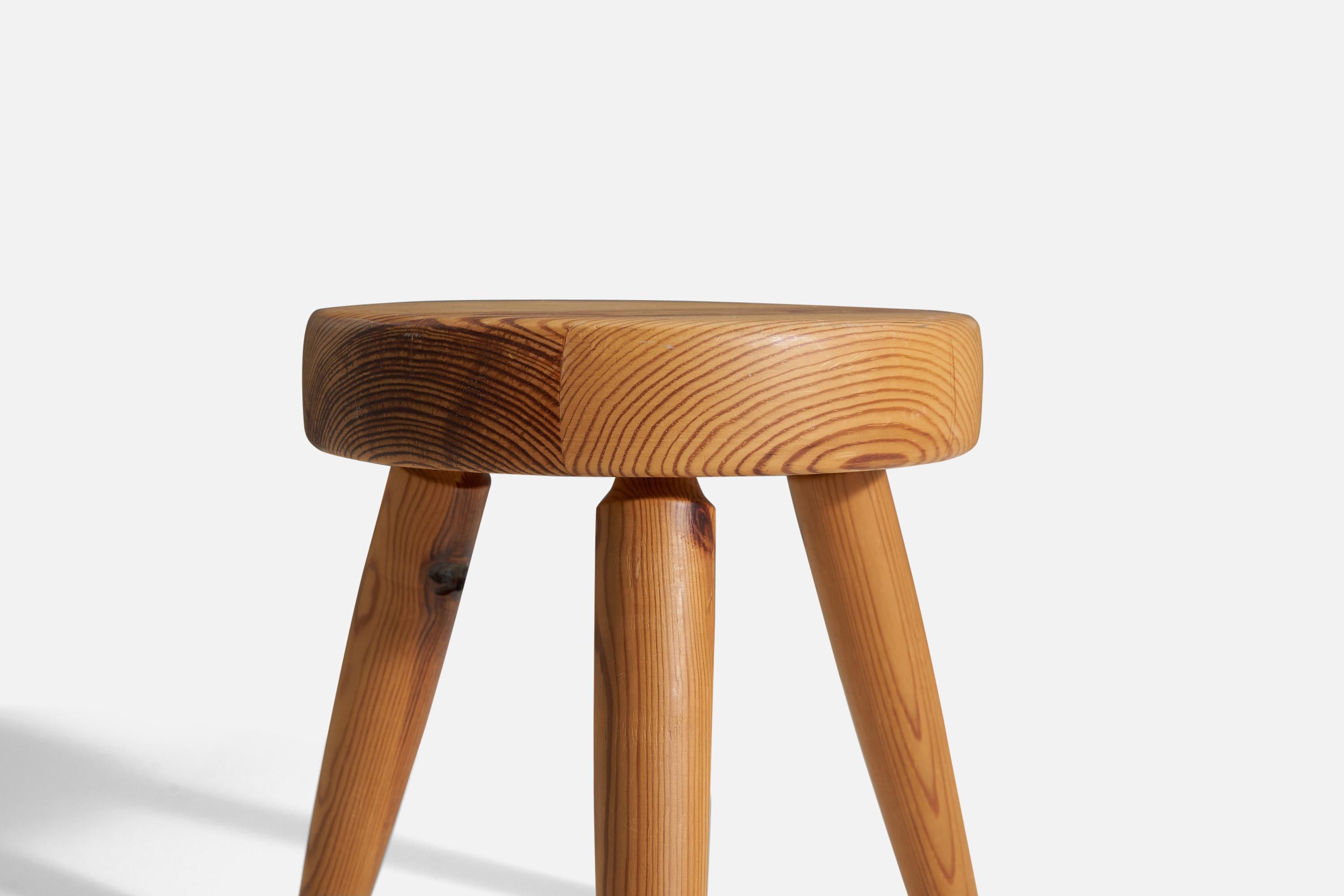 Mid-20th Century Swedish Designer, Stool, Solid Turned Pine, 1970s For Sale