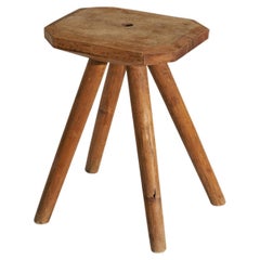 Vintage Swedish Designer, Stool, Solid Wood, Sweden, c. 1940s